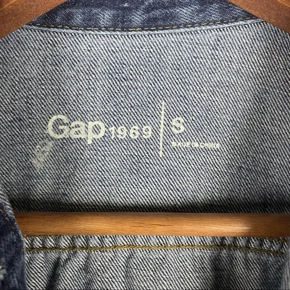 Gap Denim Jean tracker jacket button closure medium wash S - Picture 5 of 7